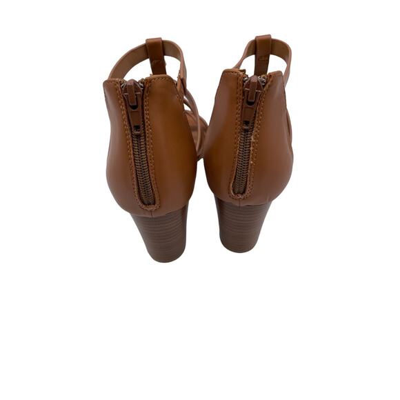 Style & Co Women's 8.5 Beahh Cognac Smooth Brown Faux Leather Strappy Sandals - Picture 5 of 6